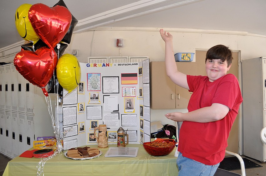 Joey Lynn brought pretzels and chocolate to help showcase Germany.
