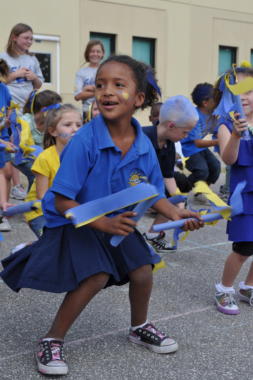 Kindergartner Nyah Hameed showed her classmates how low she could go during a class song and dance.