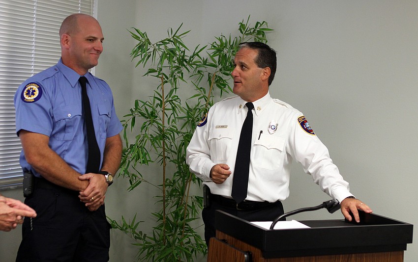 Lt. Tim Haas and fire chief Paul Dezzi.