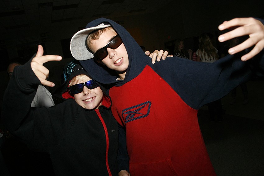 Jordan Richards and Brock Sisson dressed as hip-hop stars.