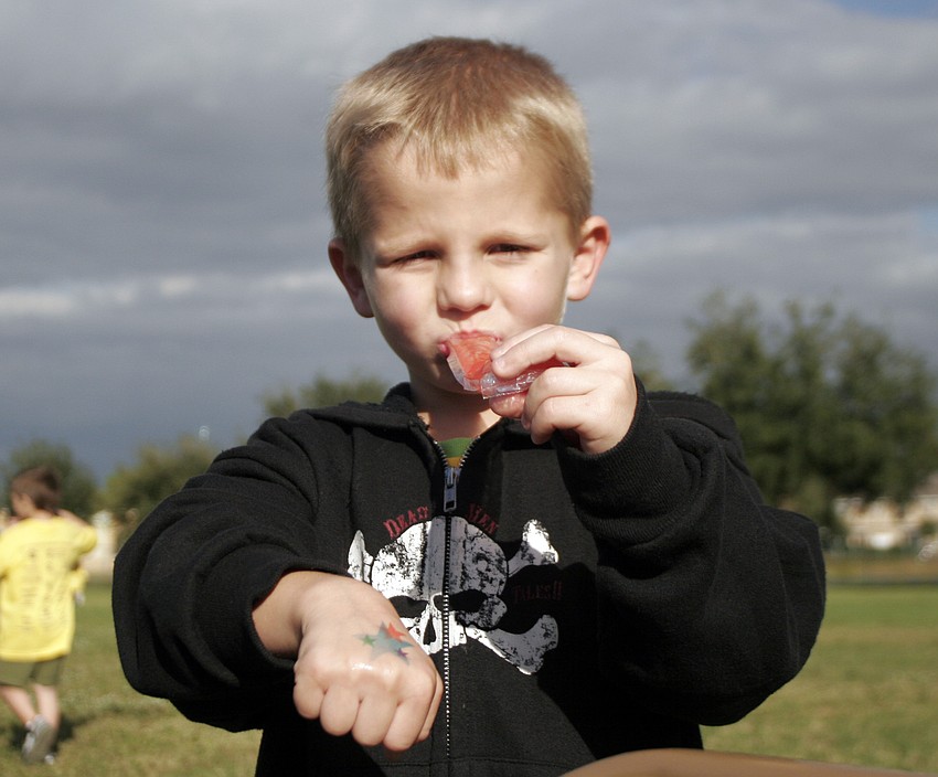 Five-year-old Alex Brown couldn't wait to show off his new tattoo.