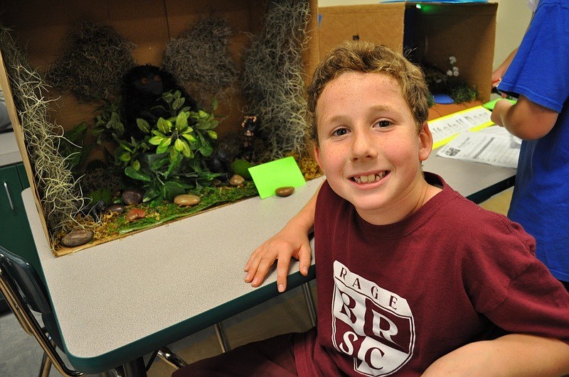 P.J. Fincher, 8, got accolades from other students about his silverback gorilla display.