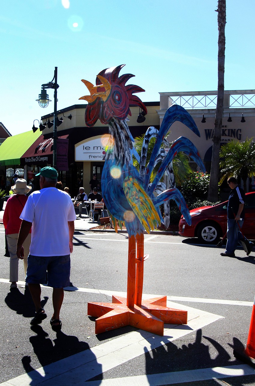 Frederick Prescott's chicken sculpture was one of the more entertaining pieces of art seen on Saturday, Jan. 29 at St. Armand's Art Fair.