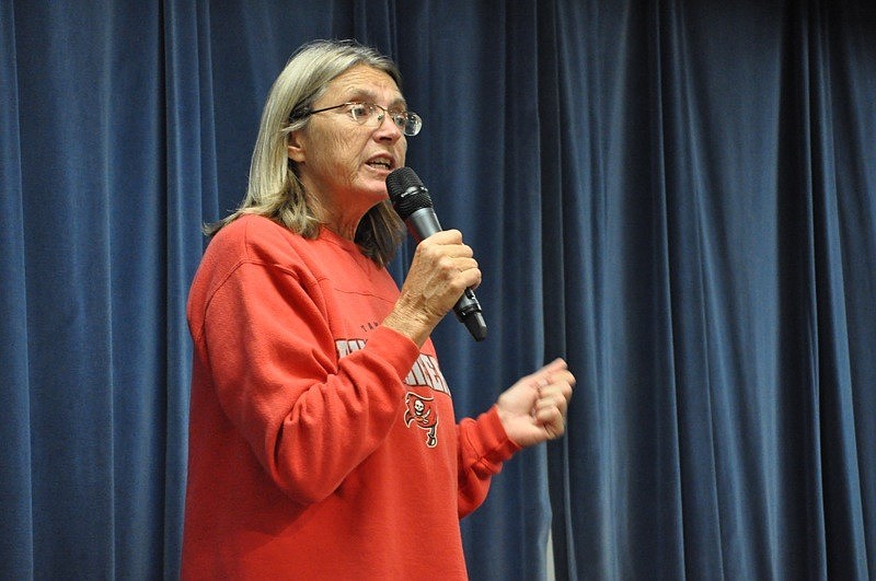 Physical Education teacher Karen Smith introduced Tampa Bay Buccaneers player Gerald McCoy.