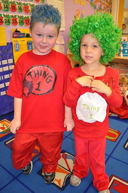 Gabriel Harms and Emily Herrin, both 4, came as Thing 1 and Thing 2.