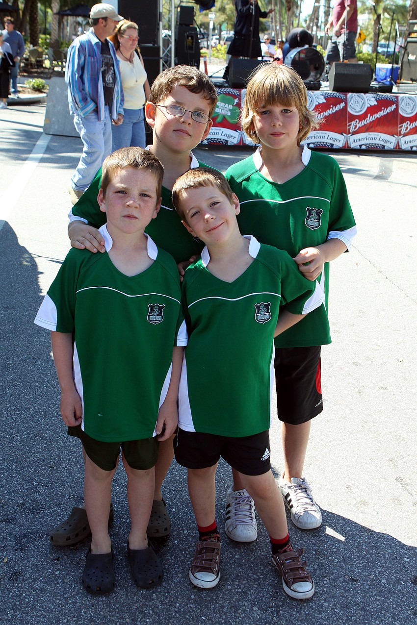 Jack, 10, Rueiri, 9, Sam, 7, and Evin, 5, Leavy pose together on Saturday, March 12 at the Sham Rock Festival on Hillview. The Leavy's moved to the area from Co. Laois in Ireland two years ago.