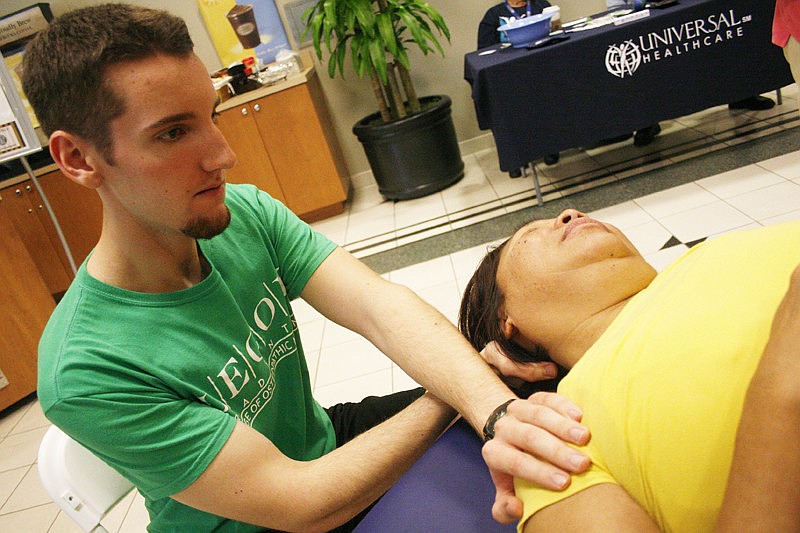 First-year LECOM student Ben Kelley gave massages.