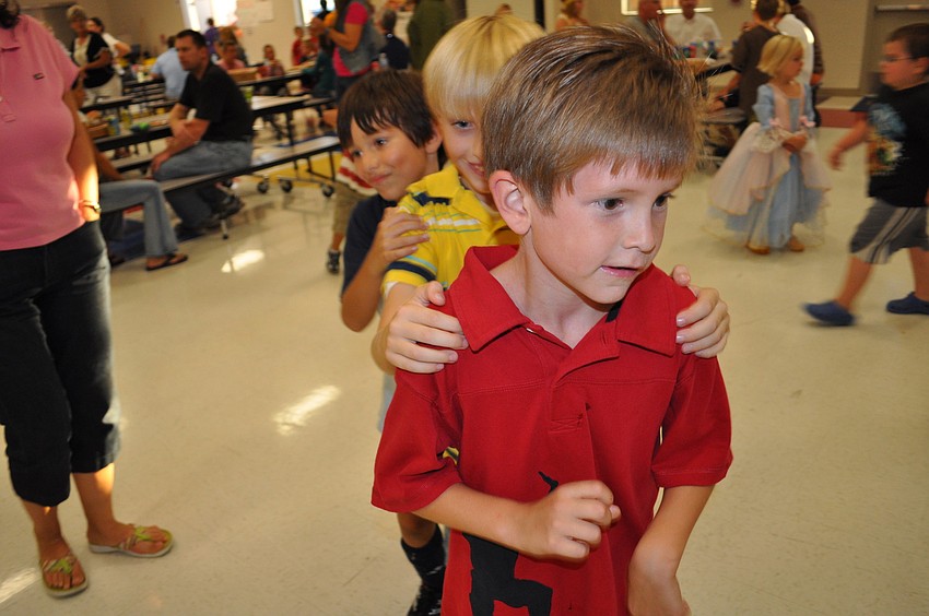 Zachary Johnson, 7, led an impromptu conga line.