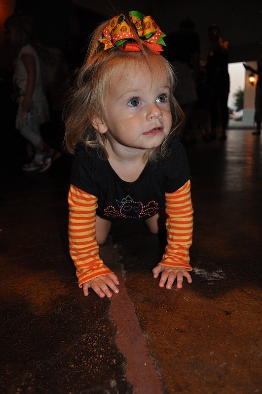 Lilly Rose Robbins, 18 months, spent the evening with her parents, Michelle and Travis.