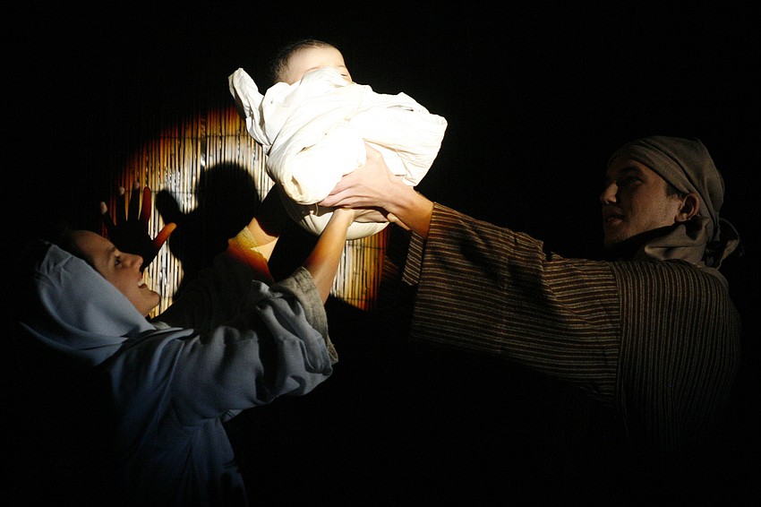 Jennifer Ellis (Baby Jesus) was asleep by the final scene.