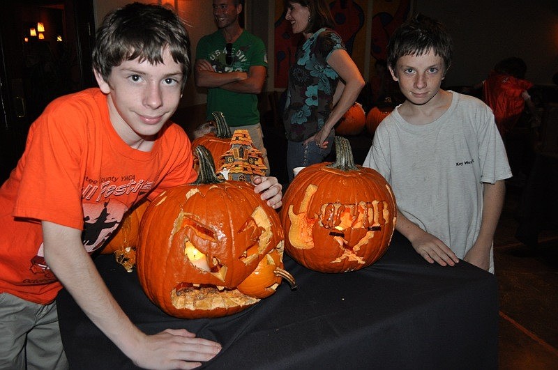 Mike and Chase Tench were proud of the pumpkins they carved.