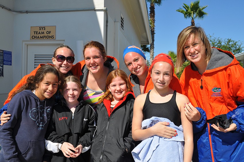 Back row: Laurie Goyack, Abby Noonan, Jaimie Ross and Laura Morris from the Gators. Front row: Iriana Castillo, Katy Corrigan, Colleen Brasacchio and Anna Phillips