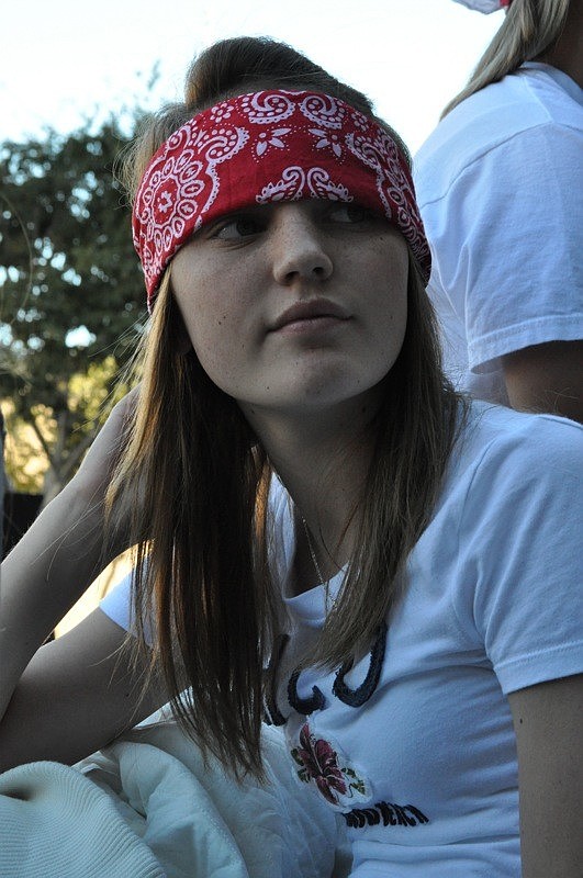 Katie Lang, 13, dressed patriotically for the occasion.