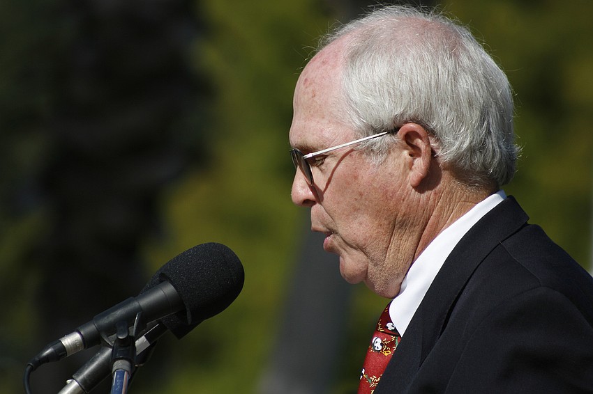 Col. Troy Scott spoke during the dedication ceremony.