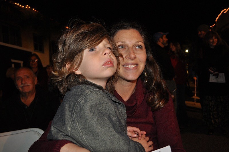 Adley Lifrak and his mom, Keren, enjoyed the candle lighting ceremony.