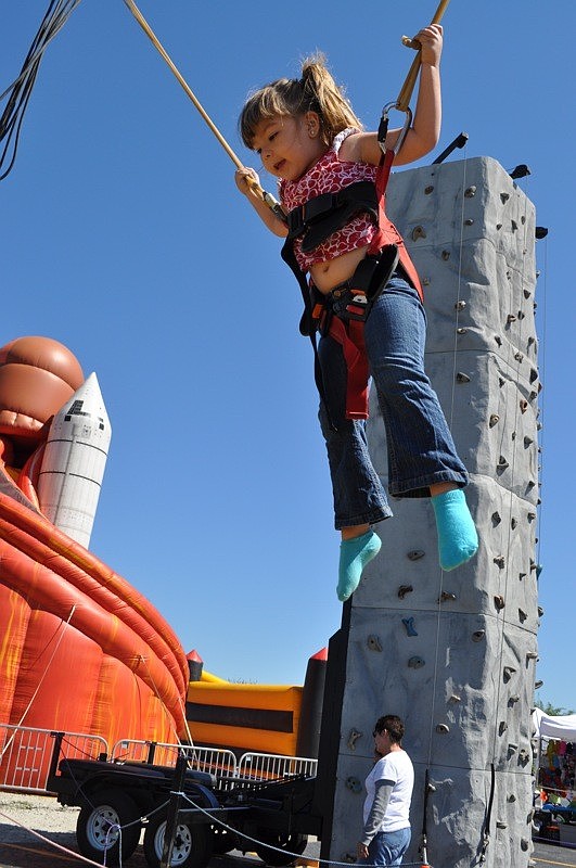 Nevaeh Reek, 4, enjoyed her first experience on a trampoline.
