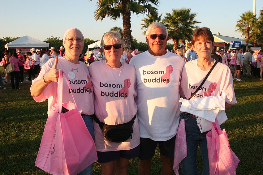 Kathy Benscoter, Judy and Ron Peterson and June Clark were part of the Bosom Buddies team.