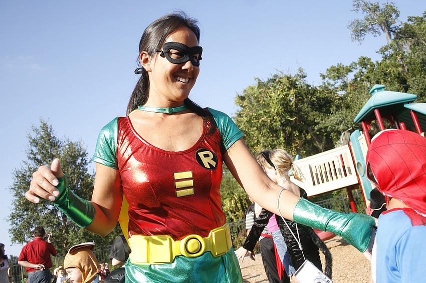 Teacher Dianne Wudte dressed as Robin.