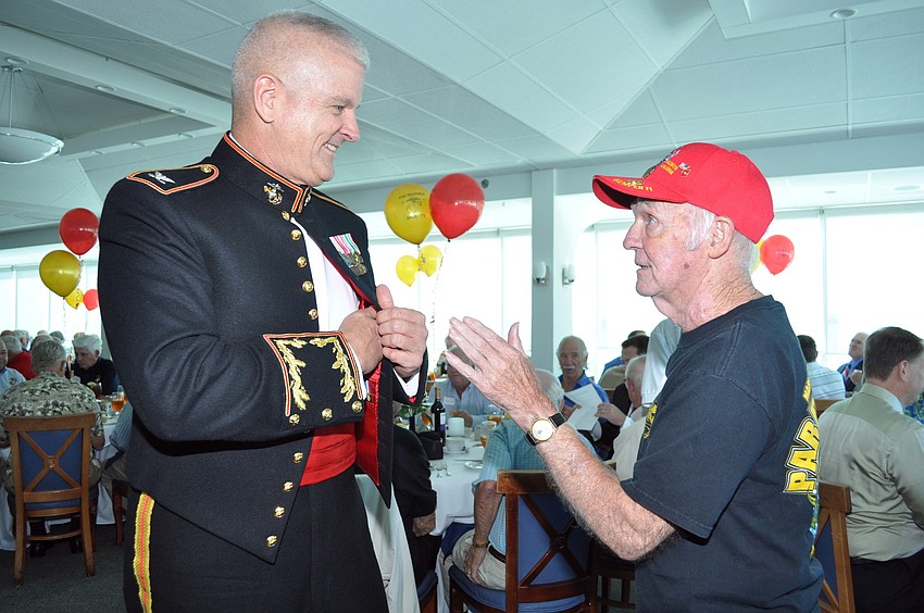 Guest speaker Patrick Kanewske speaks with Larry LaRose.
