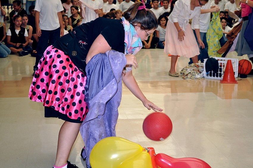 Teacher Maria Smith partakes in one of the relay races.