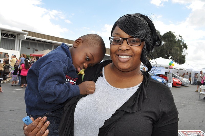 Juna Nelson came out with her son, Ishmael, 2.