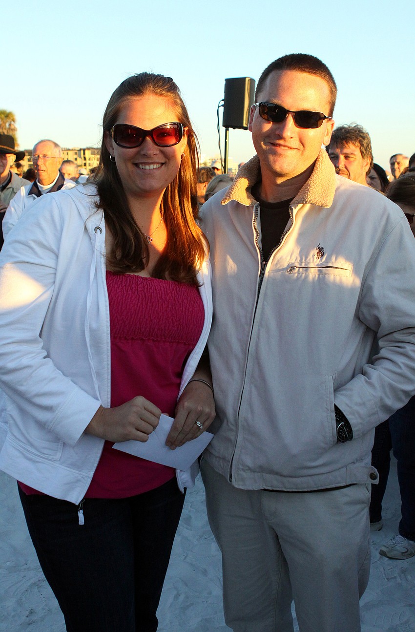 Jessica and Michael McCollum won a gift certificate for being married the shortest amount of time, 3 months, at the Say I Do, Again ceremony, Monday, Feb. 14 on Siesta Key Beach.