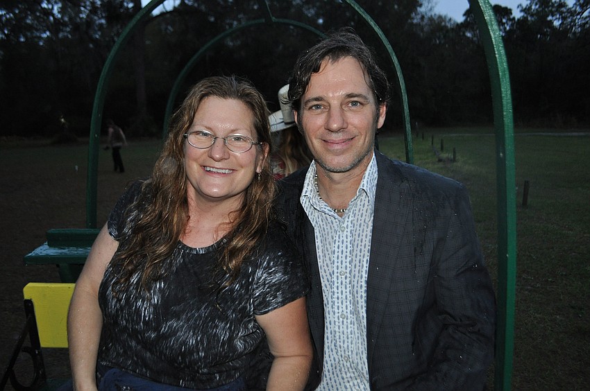 Annie and Wes Scheufler were all smiles on the hayride, even though they got caught in a downpour.