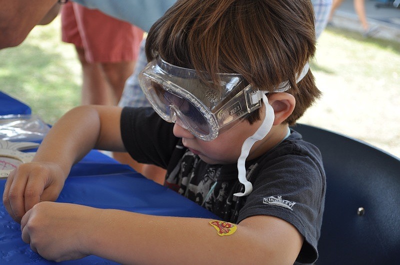 Rocco Rell, 4, eagerly constructed a fire truck.
