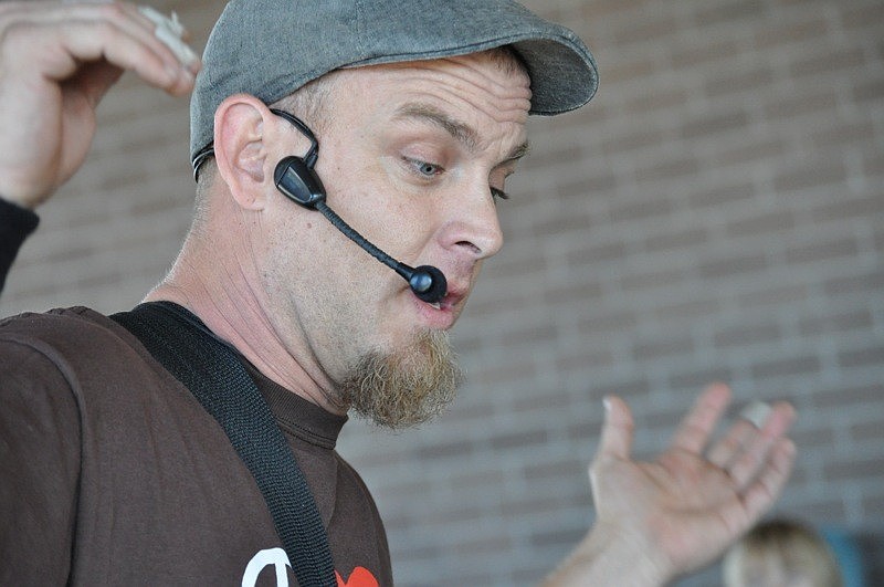 Steve Turner of Giving Tree Music kept the children laughing throughout the drumming event.