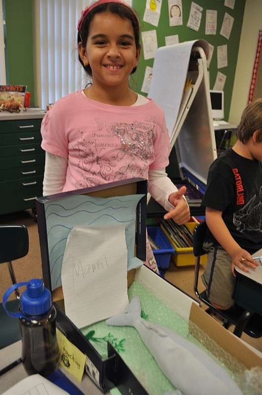 Carmen McDowell, 8, clearly labeled her whale shark as a mammal for zoo-goers.