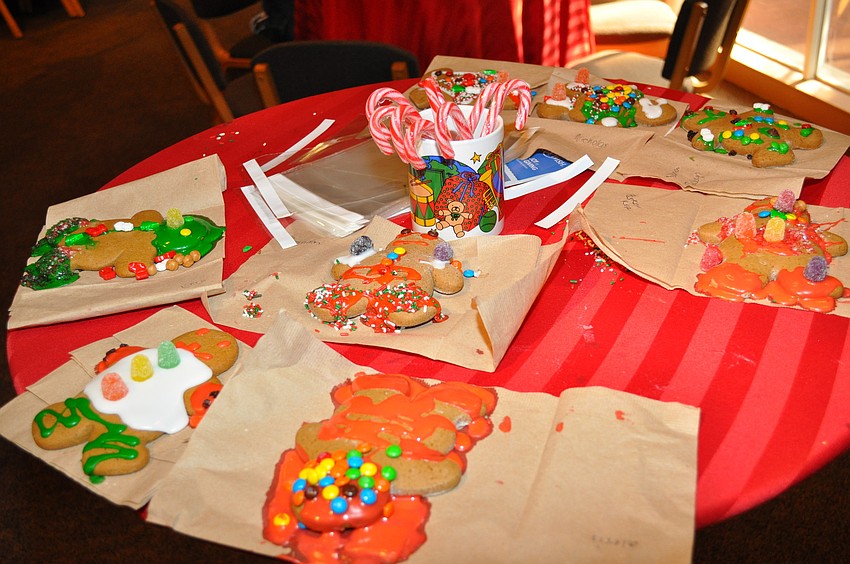 The aftermath of the gingerbread decorating station