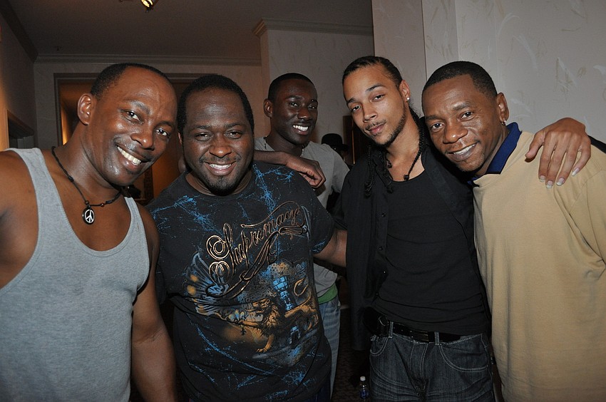 Charles Manning, Leon Pitts, Jeffrey Atkins, Porter Anderson, Donald Frison backstage before the show.