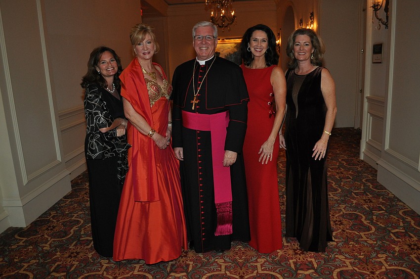 Linda Whitacre, Bridget Spiess, Bishop Frank Dewane, Mary Kenealy-Barbetta and Julie Delaney