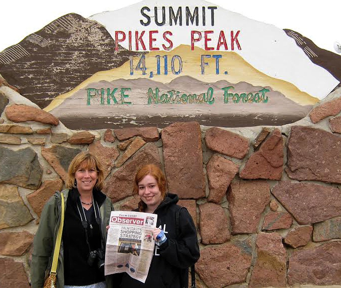 Julie and Elise Zitka at Pikes Peak with the Palm Coast Observer. Courtesy photo