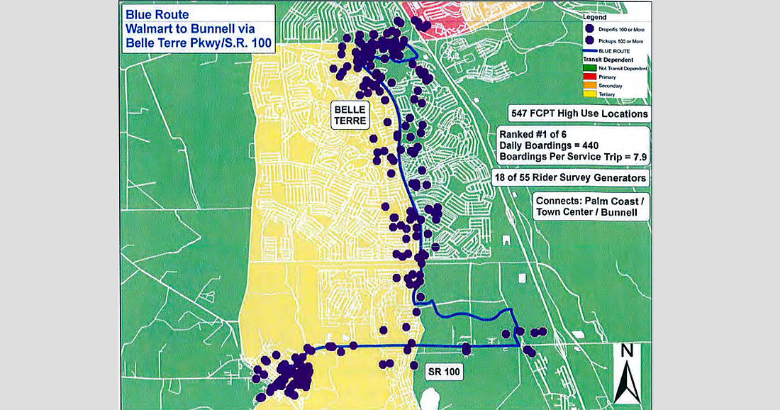 Under the current proposal, the blue route would be the first the county implements. (Image from County Commission meeting backup documentation.)