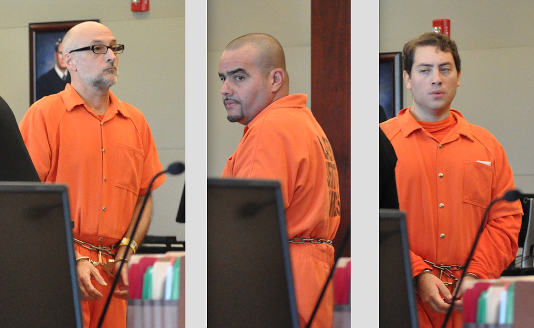 Andrew S. Wilson, Waldemar Rivera and John Joseph Schenone are among men charged with felonies whose pretrials have been continued to sessions next month. (Photos by Jonathan Simmons.)