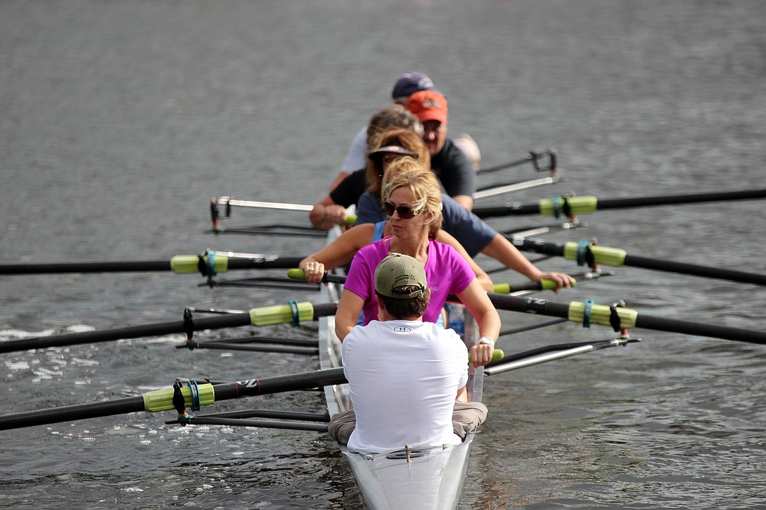 Older and younger rowers get experience in an 8-shell. Photos by Jeff Dawsey