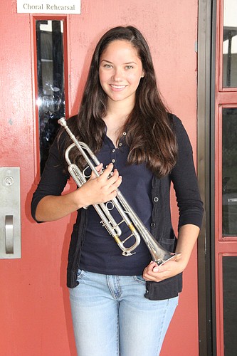 Flagler Palm Coast Marching Band member Lauren Perrotta will play in the trumpet section of the Macy's Great American Marching Band in New York on Thanksgiving Day. Photo Jacque Estes