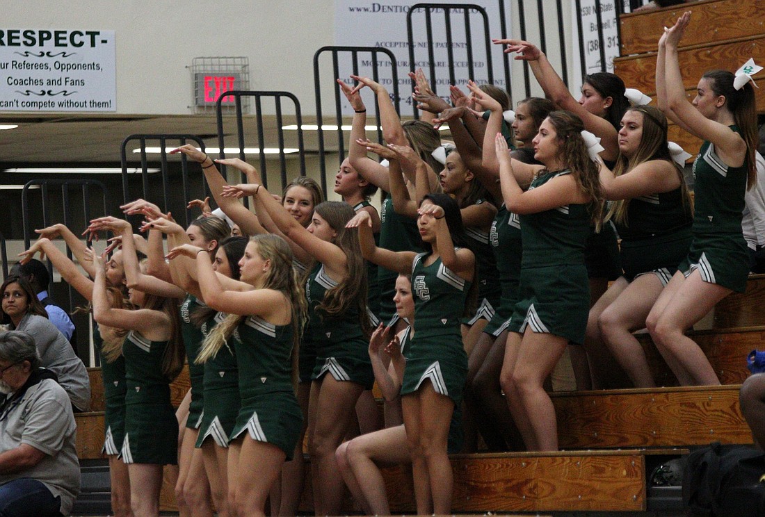 FPC cheerleaders celebrated every Lady Bulldogs basket with a shooting cheer. Photos by Jeff Dawsey