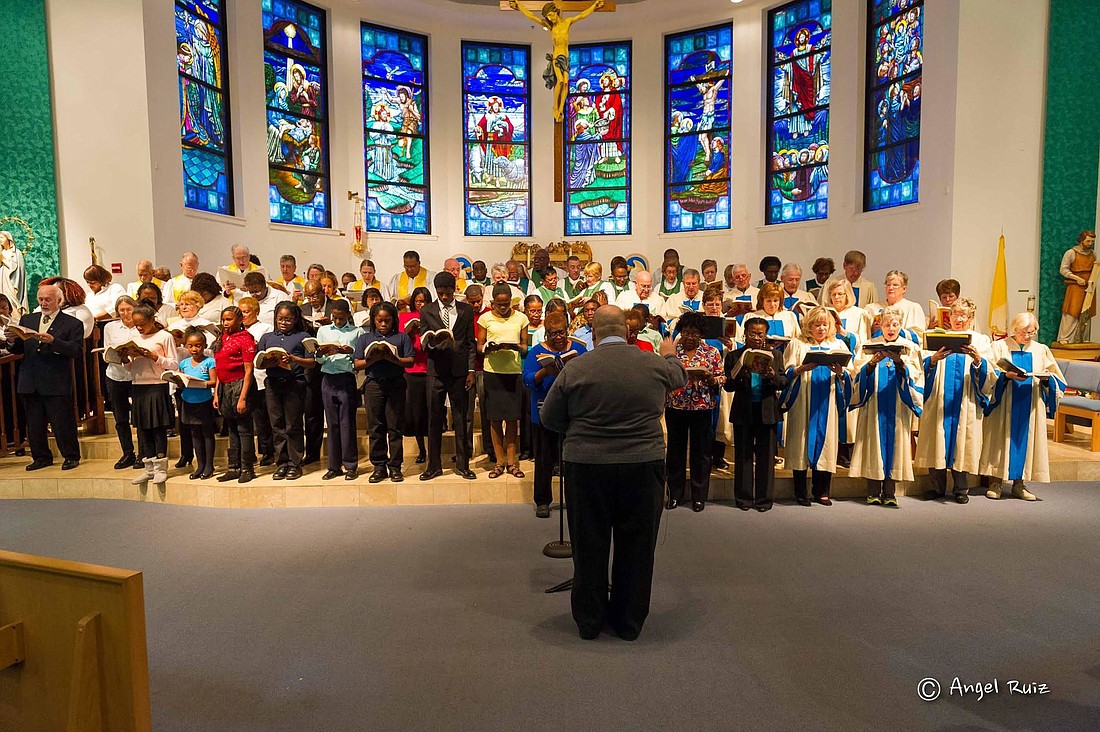 Choirs joined together to sing at Santa Maria del Mar Catholic Church in Flagler Beach. Courtesy photo