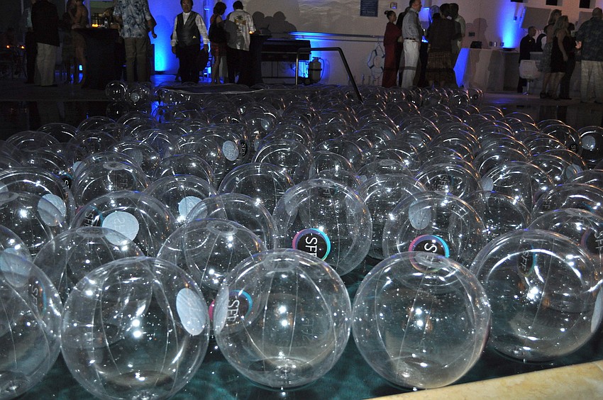 Plastic beach balls bearing the Sarasota Film Festival logo floated in the Sarasota Yacht Club pool.