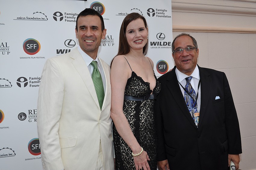 Reza Jarrahy and Geena Davis with Mark Famiglio