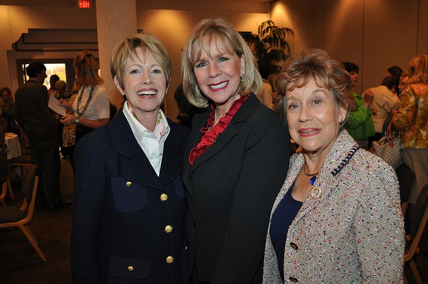 Elaine Meshad, guest speaker Linda Larsen and Pat Knippers