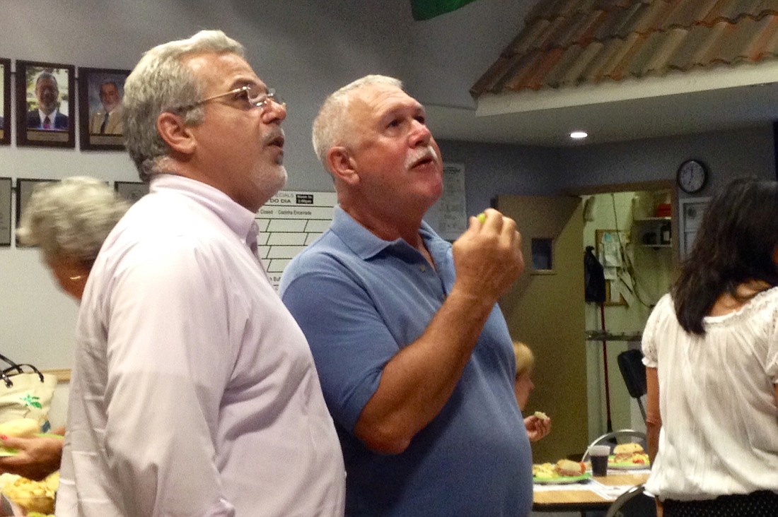 County Commission, District 2 incumbent Frank Meeker watches as absentee and early voting votes are tallied. (Photo by Shanna Fortier.)