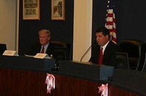 Former Senator John Thrasher and Rep. Travis Hutson spoke at a legislative delegation meeting Wednesday, Oct. 16, at the Flagler County Commission chamber. (File photo by Jonathan Simmons.)