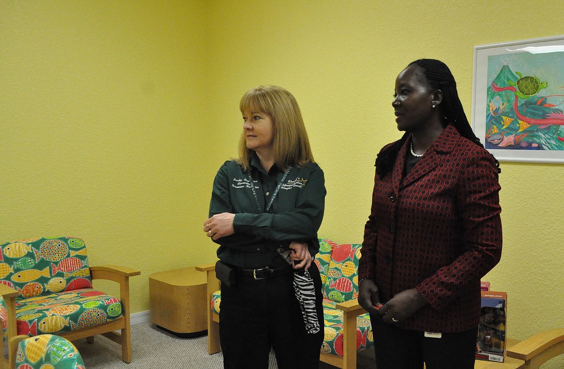 Flagler County Sheriff's Office Corrections Division Director Becky Quintieri and Flagler County Deputy Administrator Sally Sherman show off one of three visiting rooms at Sally's Safe Haven. (Photos by Jonathan Simmons.)