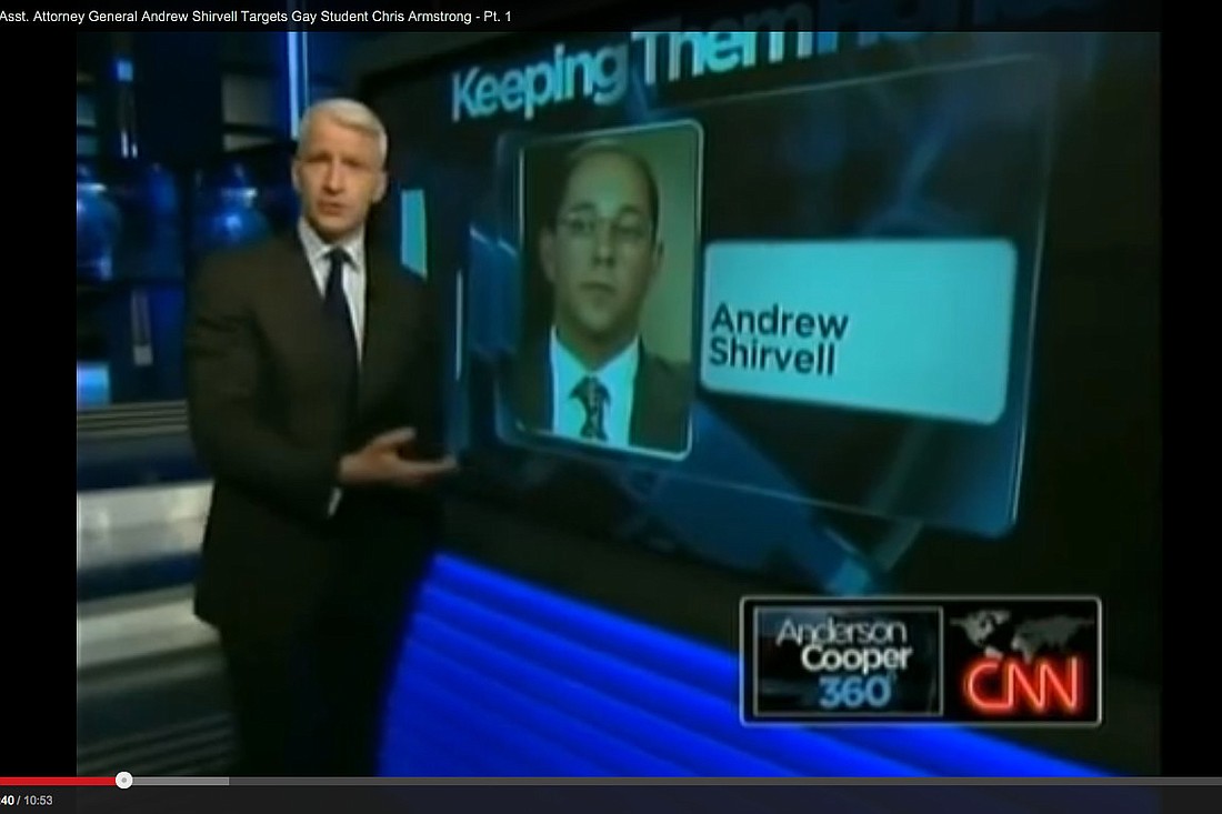Anderson Cooper did a segment on the Andrew Shirvell case, calling it Ã¢â‚¬Å“one of the strangest stories weÃ¢â‚¬â„¢ve reported on recently.Ã¢â‚¬Â Image from the segment as posted on youtube.com, here: https://www.youtube.com/watch?v=PwObjKZg9Jw.