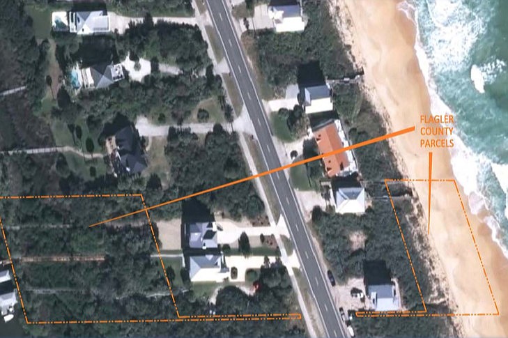 Without a dune walkover, the county beach is inaccessible to most residents. (Image from backup materials supplied for the March 2 County Commission workshop.)