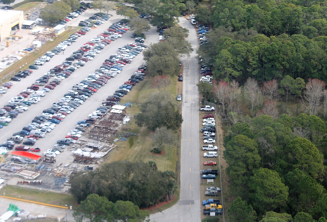 After hiring 200 people in the past year, Sea RayÃ¢â‚¬â„¢s parking lot is overflowing. (Photo courtesy of Flagler County)