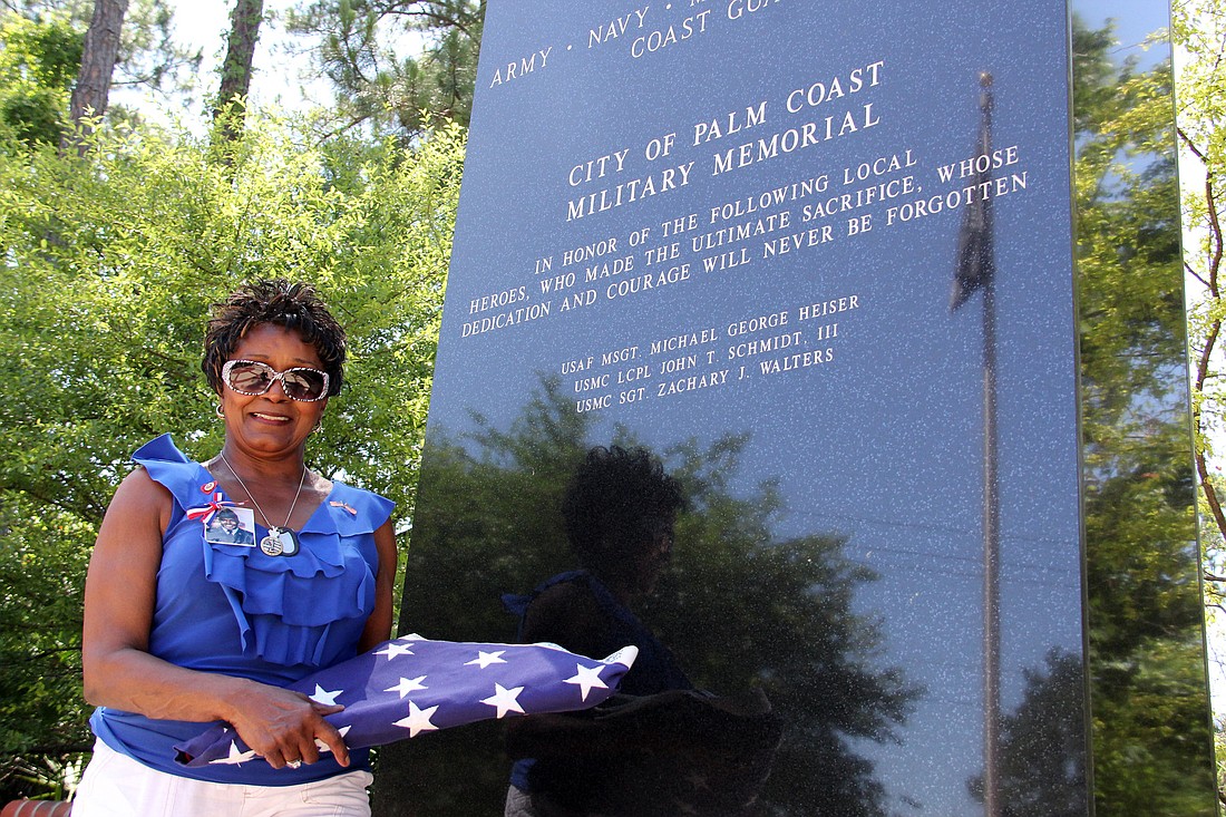 Cathy Heighter is very active in veteran organizations and thankful for her son, Army Spc. Raheen Tyson Heighter, to be added to the military memorial at Heroes Memorial Park in Palm Coast.
